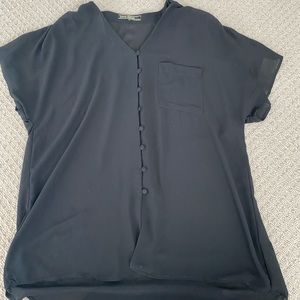 Black sheer button up shirt